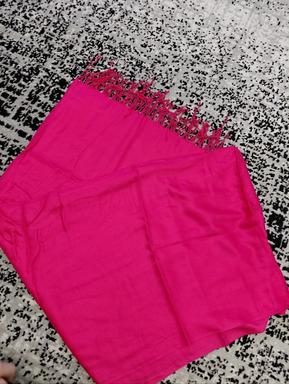Oversized Fuchsia Hot Pink Pashmina Shawl Wrap Scarf Fringe 32x80 CC